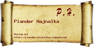 Plander Hajnalka névjegykártya